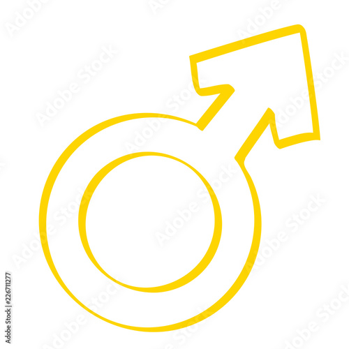 Handgezeichnetes Symbol für männlich in gelb