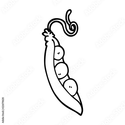 line drawing cartoon peas in pod