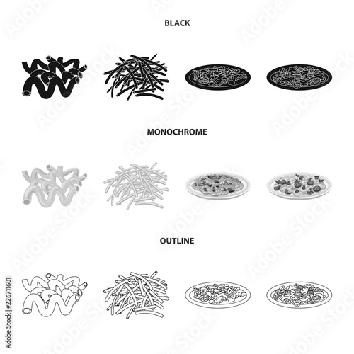 Vector illustration of pasta and carbohydrate icon. Collection of pasta and macaroni vector icon for stock.