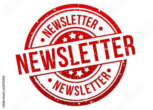 Newsletter Stamp Button Banner Badge in red. Eps10 Vector.