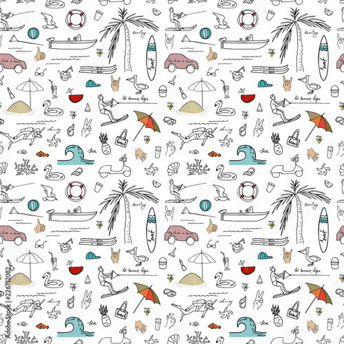 Vector illustration. Vector objects set. Summer time . Element of seamless pattern.