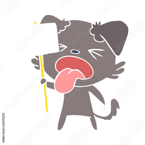 flat color style cartoon disgusted dog