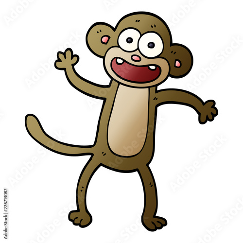 cartoon doodle waving monkey