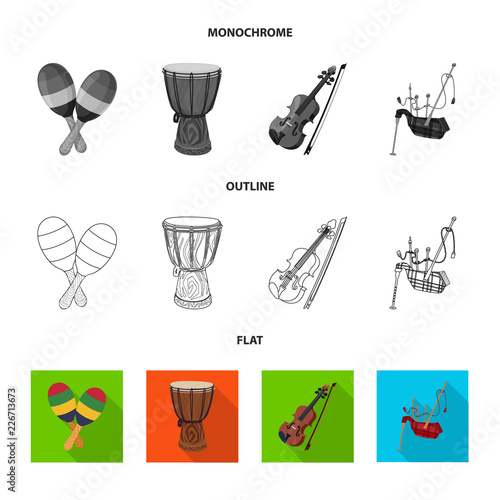 Isolated object of music and tune sign. Set of music and tool stock vector illustration.