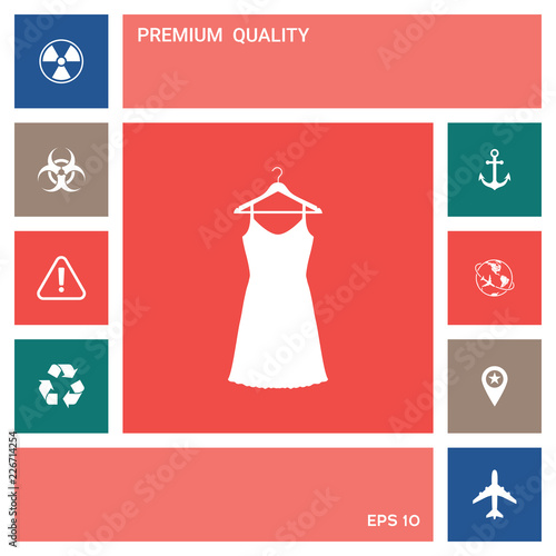 Sundress, Evening dress, combination or nightie on the wardrobe hanger , the silhouette. Menu item in the web design