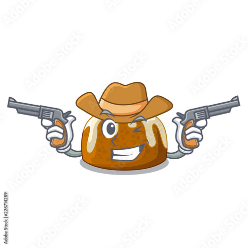 Cowboy character traditional christmas pudding on plate
