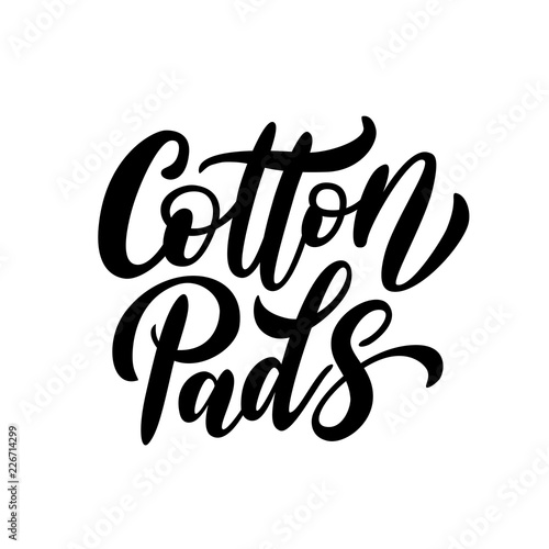 Cotton pads label. Text logo lettering. Hand drawn vector illustration.