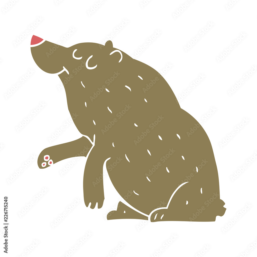 flat color illustration of a cartoon bear flat color illustration of a cartoon bear