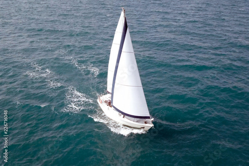 Sailing Yacht at The Mediterranean Sea - Aerial image