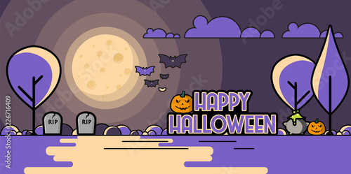 Halloween night background. Vector illustration.
