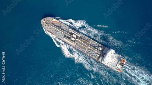Large crude oil tanker roaring across The Mediterranean sea - Aerial image  © STOCKSTUDIO