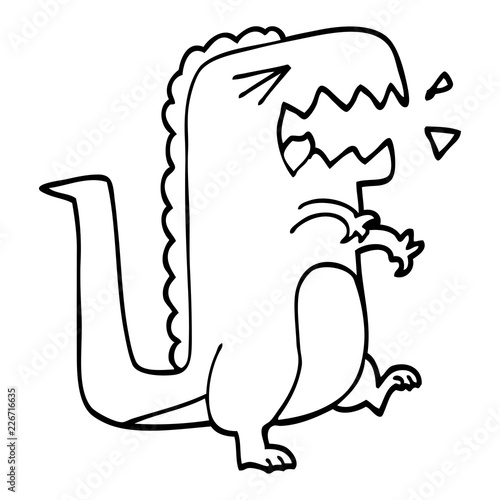 line drawing cartoon roaring t rex