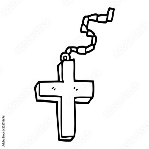 line drawing cartoon gold crucifix