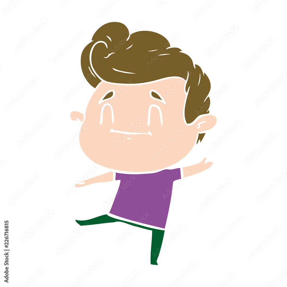 happy flat color style cartoon man happy flat color style cartoon man