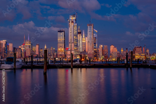 Manhattan at night  View from Hoboken New York City USA