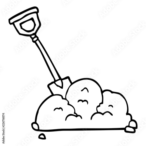 line drawing cartoon spade in garbage