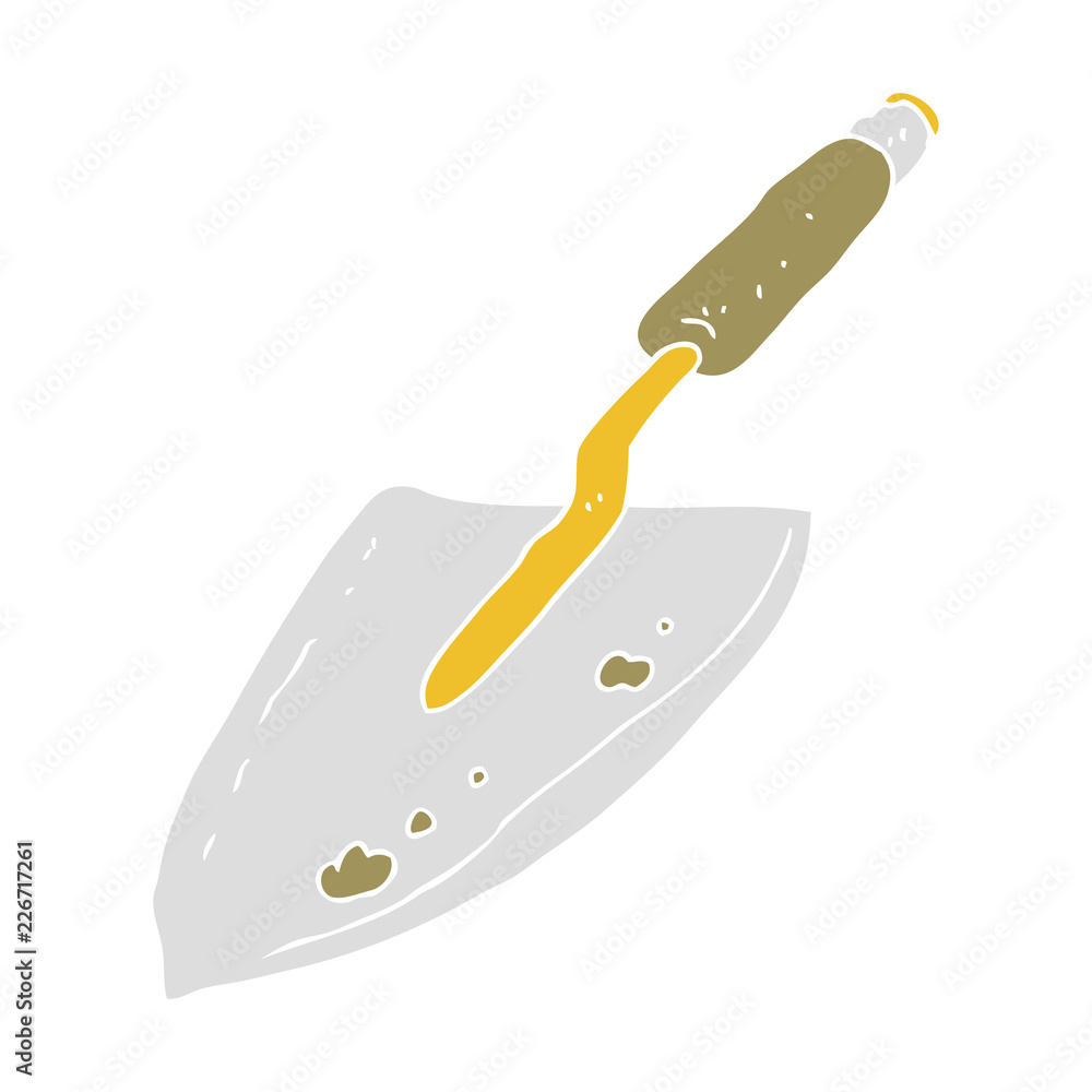 flat color illustration of a cartoon garden trowel flat color illustration of a cartoon garden trowel