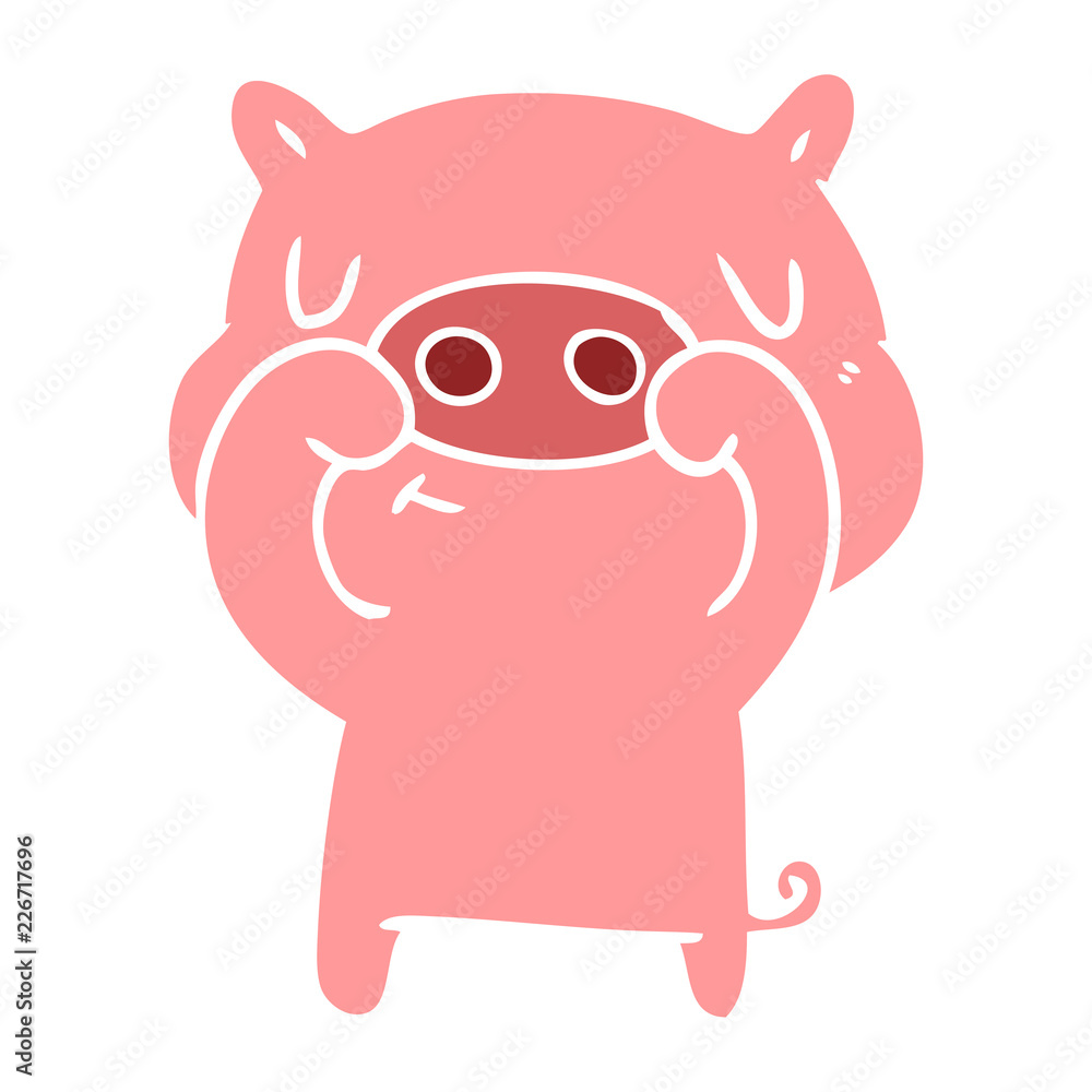 flat color style cartoon content pig flat color style cartoon content pig