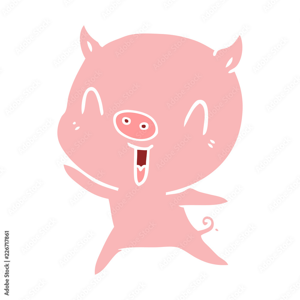 happy flat color style cartoon pig happy flat color style cartoon pig