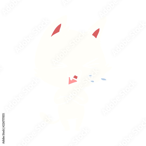 flat color style cartoon cat hissing