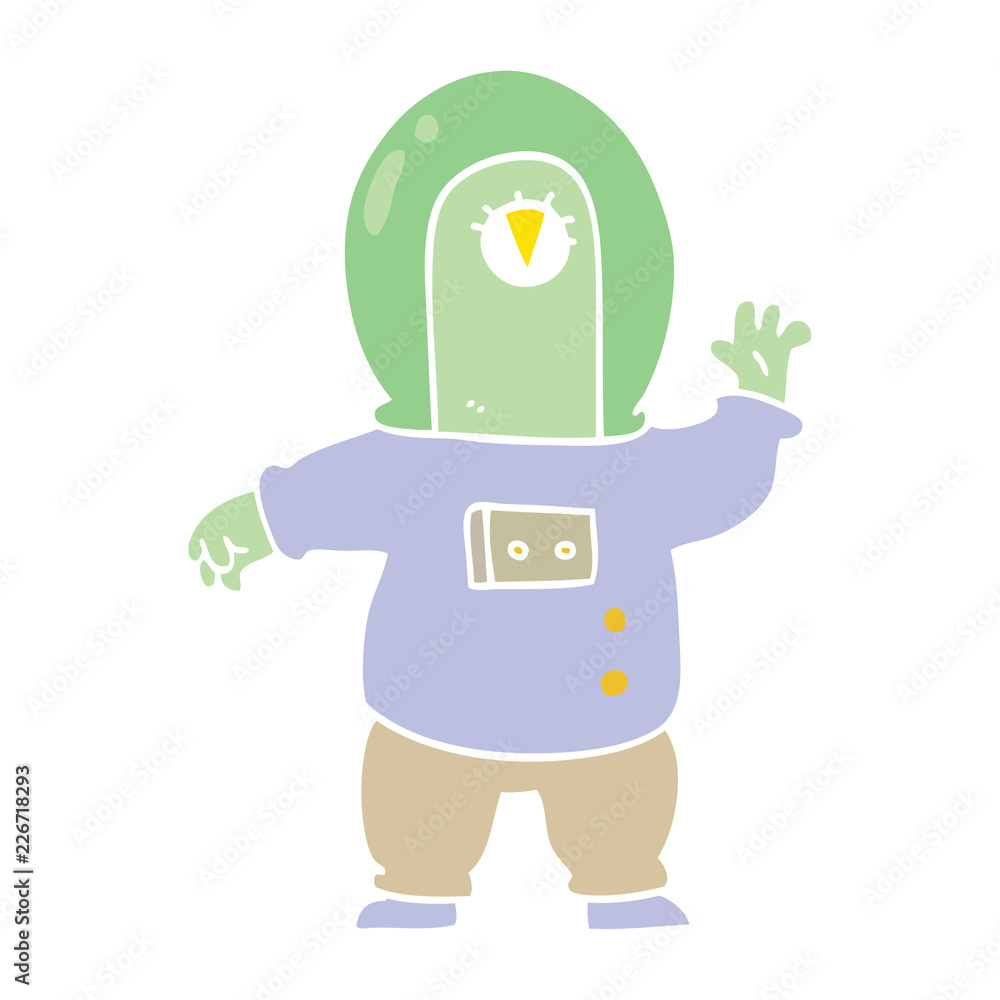 flat color style cartoon space alien flat color style cartoon space alien
