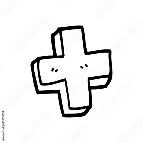 line drawing cartoon plus symbol