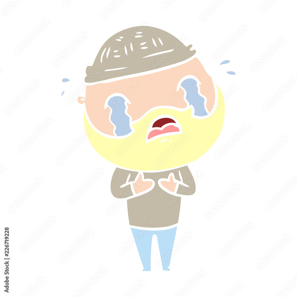 flat color style cartoon bearded man crying flat color style cartoon bearded man crying