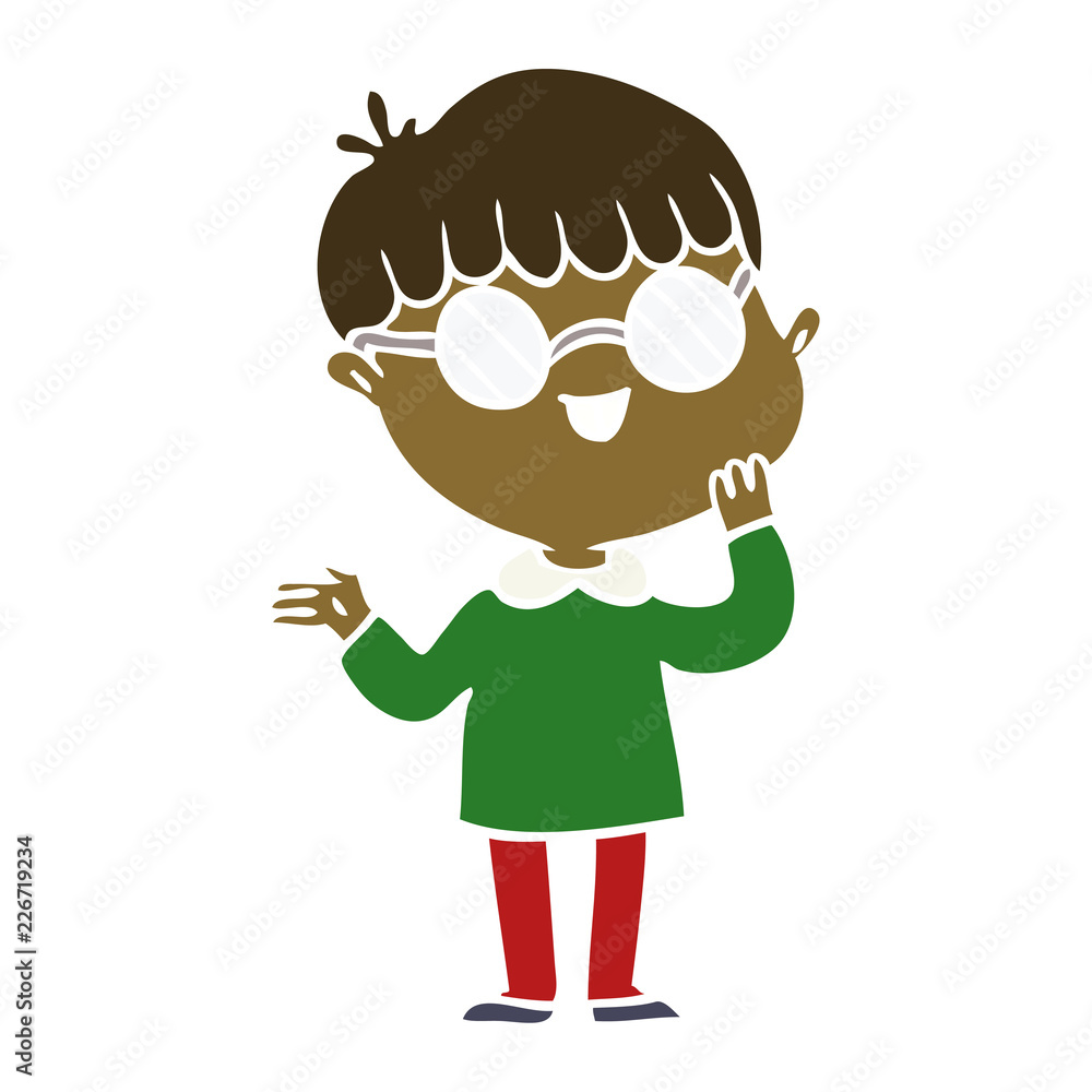 flat color style cartoon boy wearing spectacles flat color style cartoon boy wearing spectacles