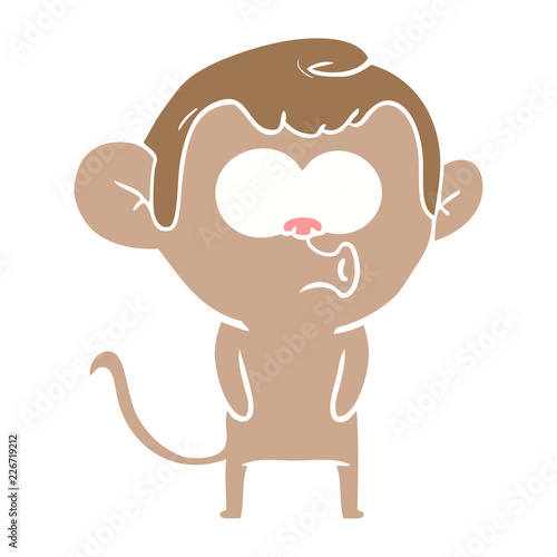 flat color style cartoon hooting monkey