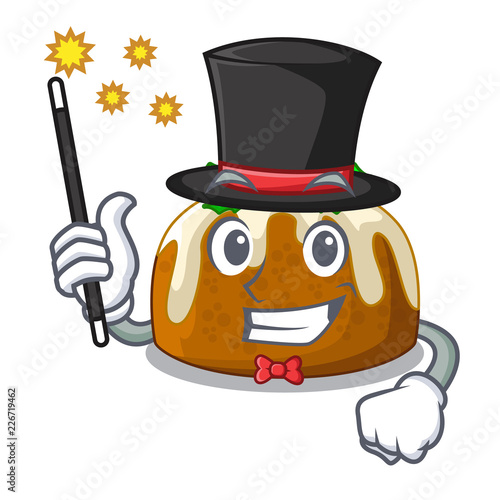 Magician christmas pudding isolated on the mascot