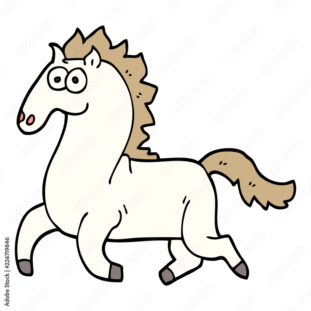 cartoon doodle running horse