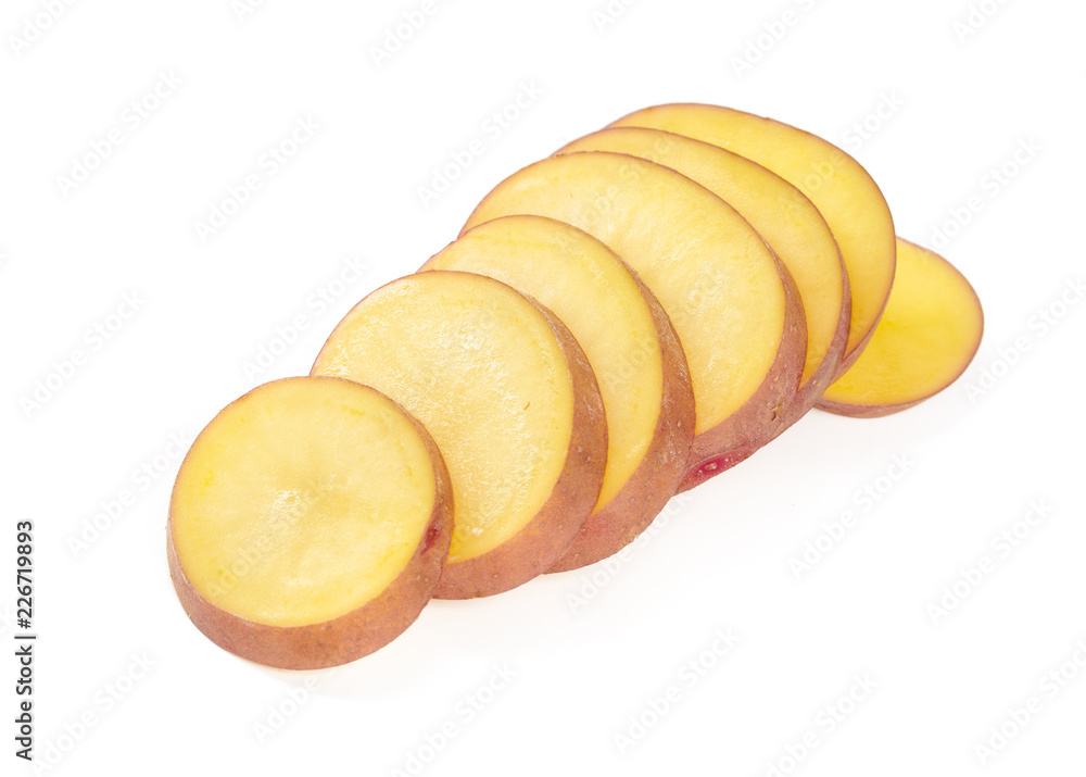 Sliced potatoes isolated on white background Sliced potatoes isolated on white background