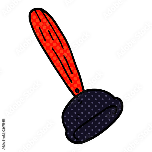 cartoon doodle toilet plunger