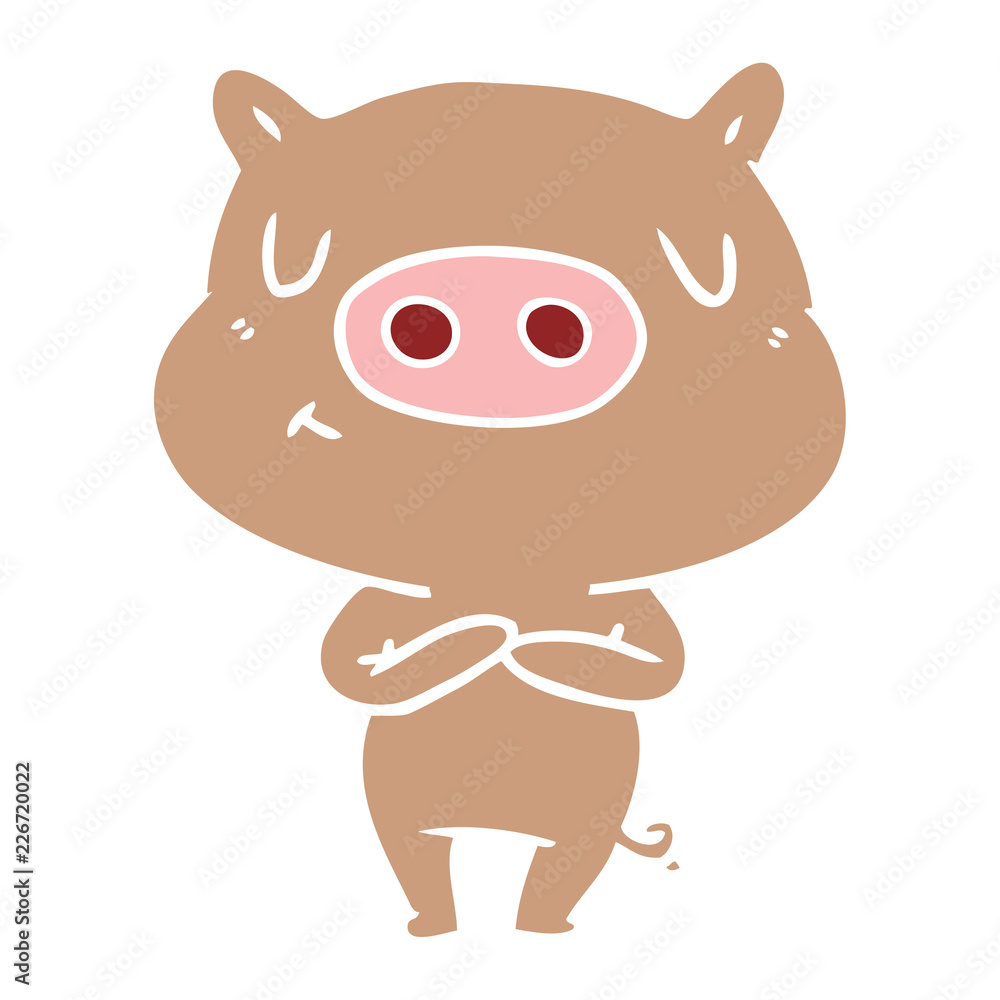 flat color style cartoon content pig flat color style cartoon content pig