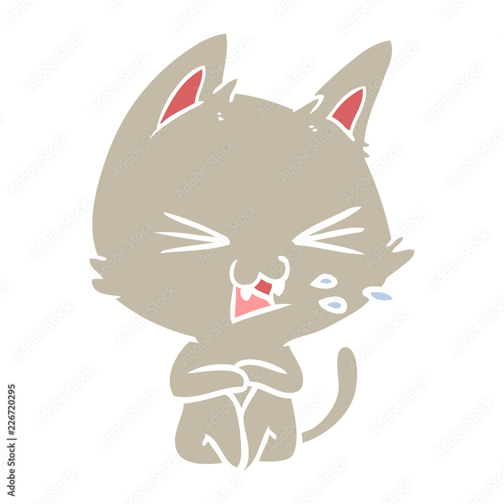 flat color style cartoon cat hissing flat color style cartoon cat hissing