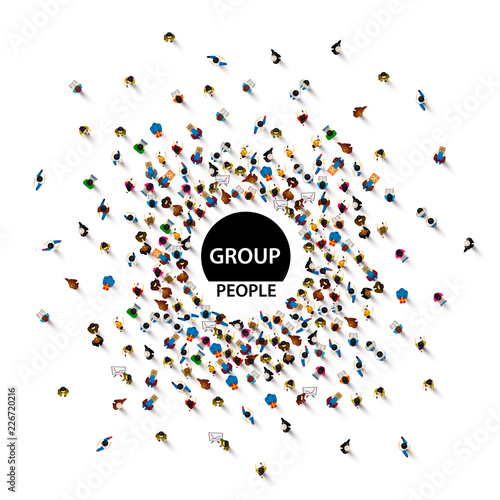 Group big people crowd on white background. Vector illustration.
