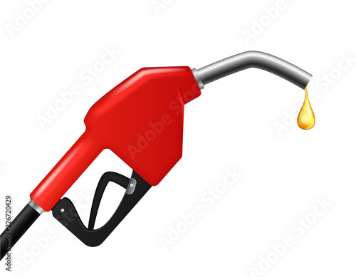 Realistic Detailed 3d Fuel Nozzle with Drop. Vector