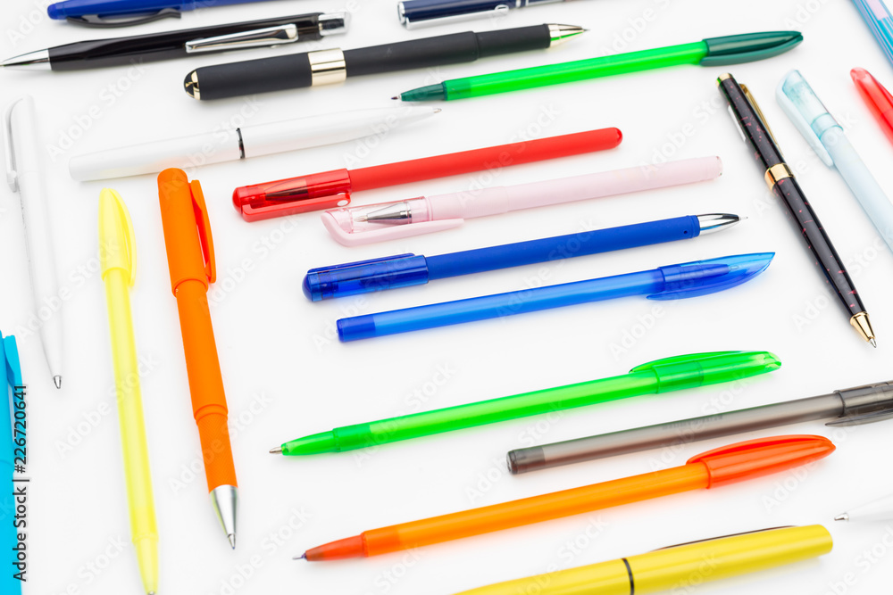 Set of pens isolated on white background Set of pens isolated on white background