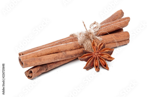 Cinnamon sticks isolated on white background