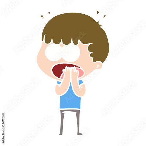 flat color style cartoon shocked man