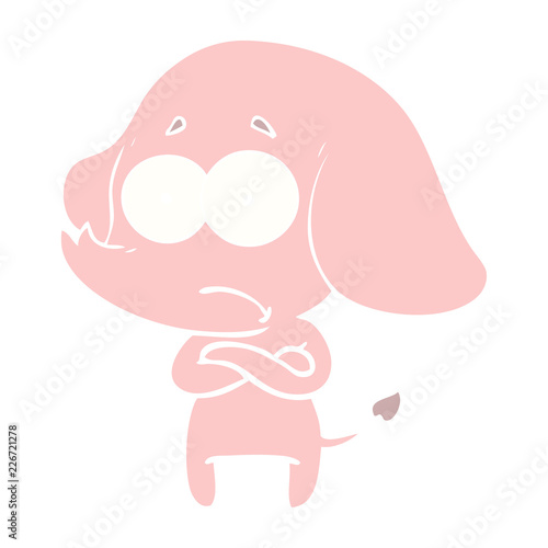 flat color style cartoon unsure elephant
