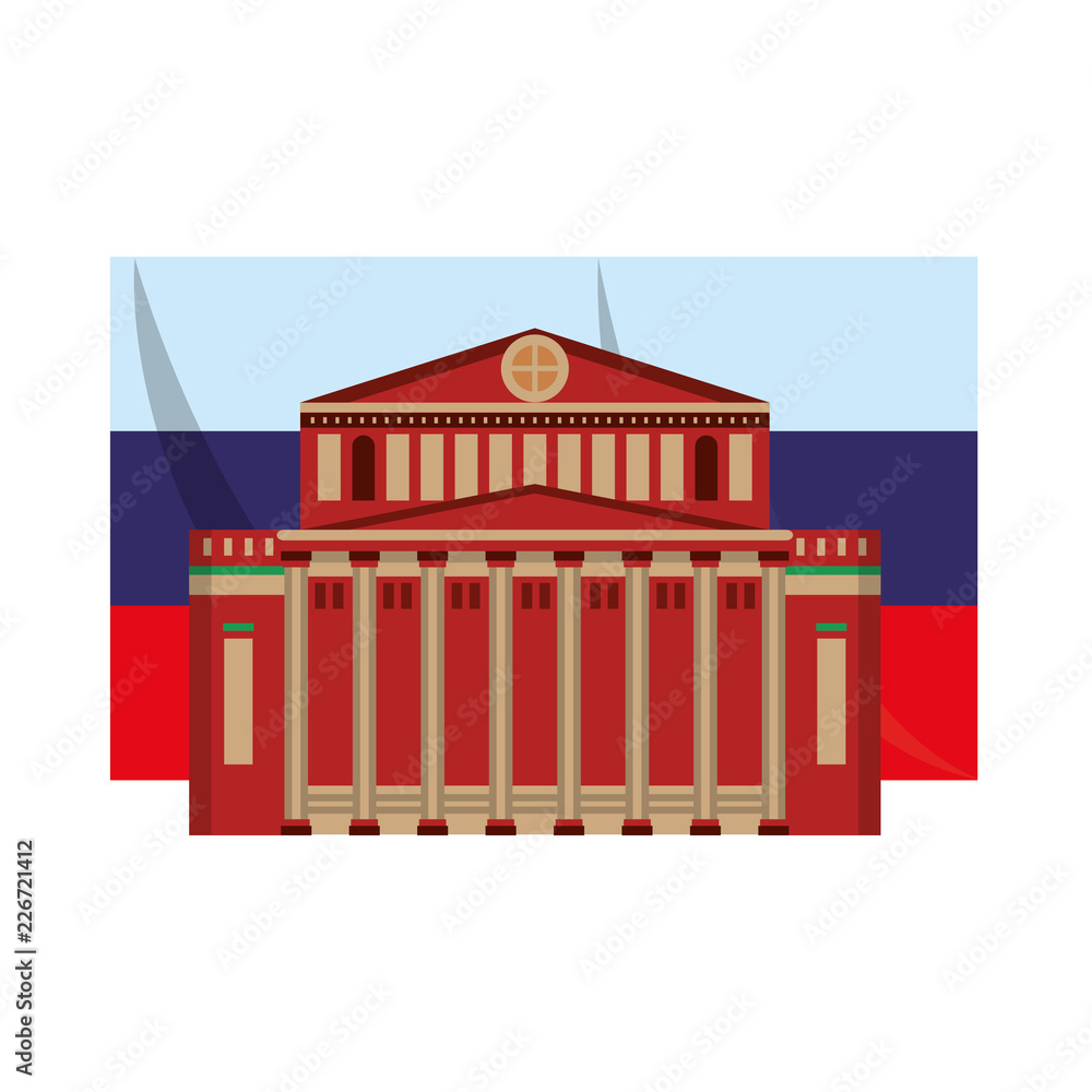 Russia flag with kremlin