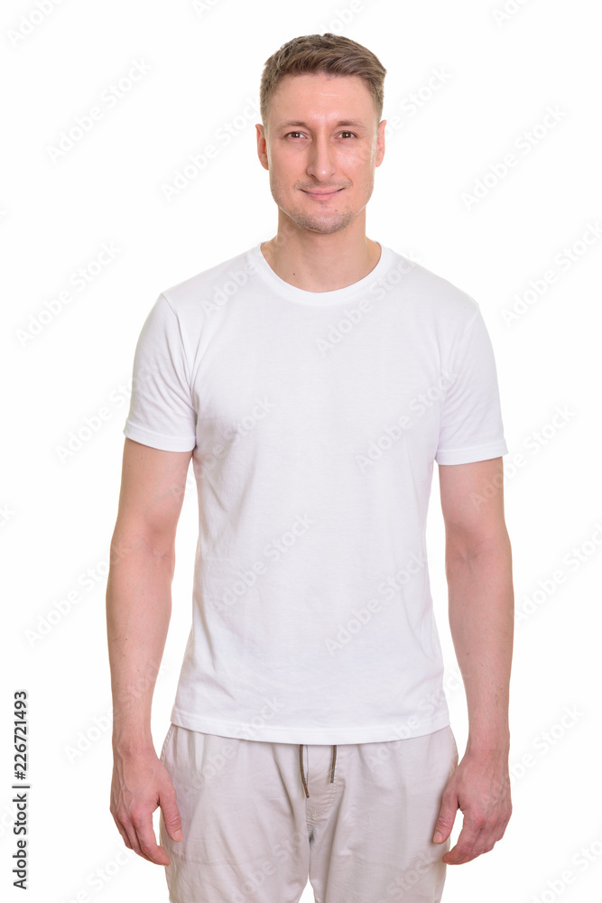 Handsome Caucasian man isolated against white background Handsome Caucasian man isolated against white background