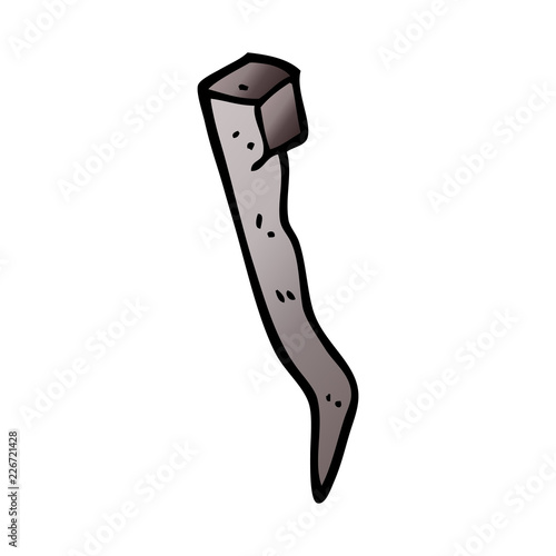 cartoon doodle old bent iron nail