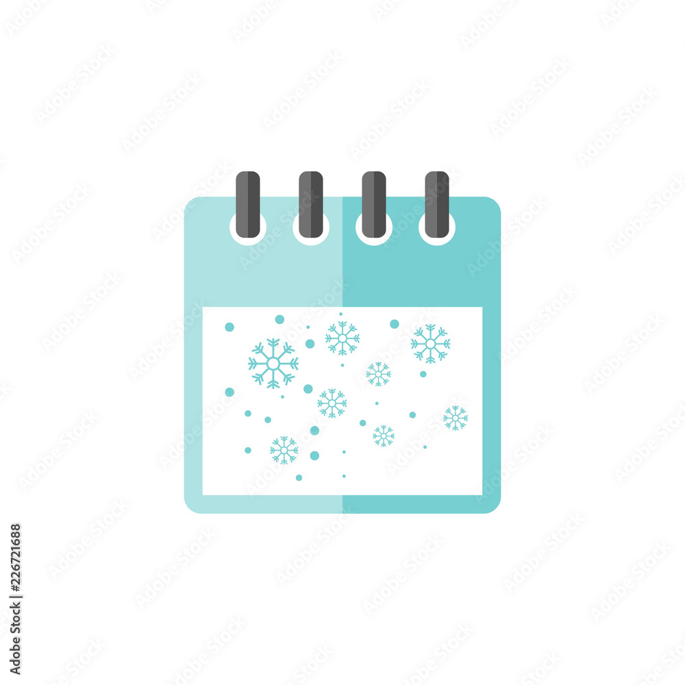 Winter calendar with snowflake icon vector Winter calendar with snowflake icon vector