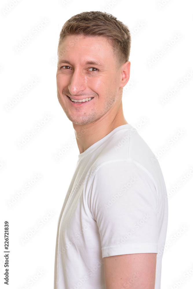 Obraz premium Handsome Caucasian man isolated against white background