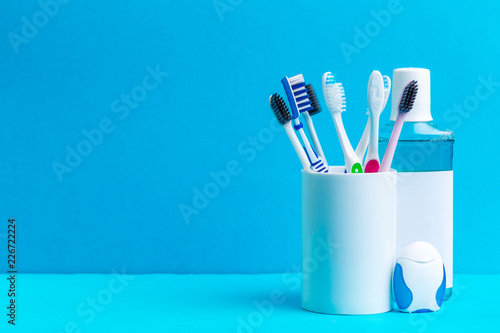mouthwash and toothbrush for healthy care oral cavity