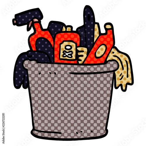 cartoon doodle house cleaning products
