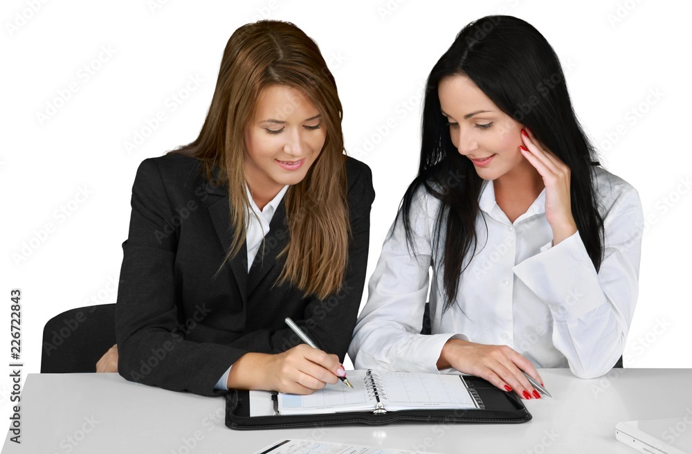 Fototapeta premium Two Working Businesswomen - Isolated