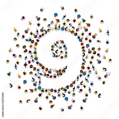 Large group of people in number 9 nine form. People font . Vector illustration